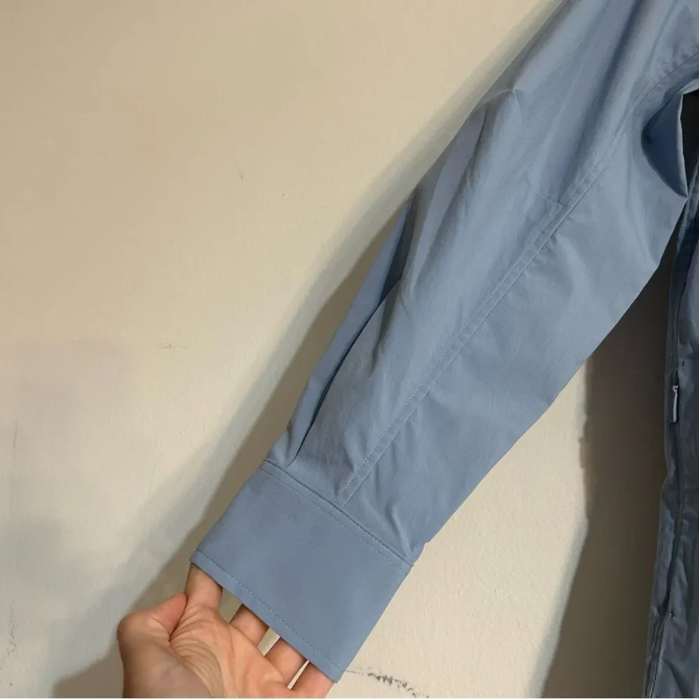 Athleta Midday Oversized Poplin Shirt Blue XS Office Stretch Utility Capsule
